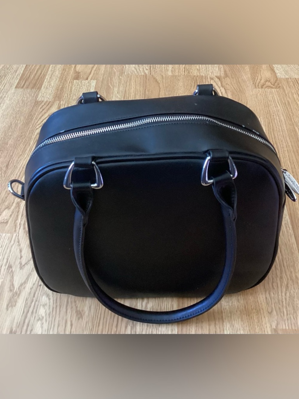 Lux de Ville Black Satchel with Metallic Pink Diamond Panels - Picture 8 of 11